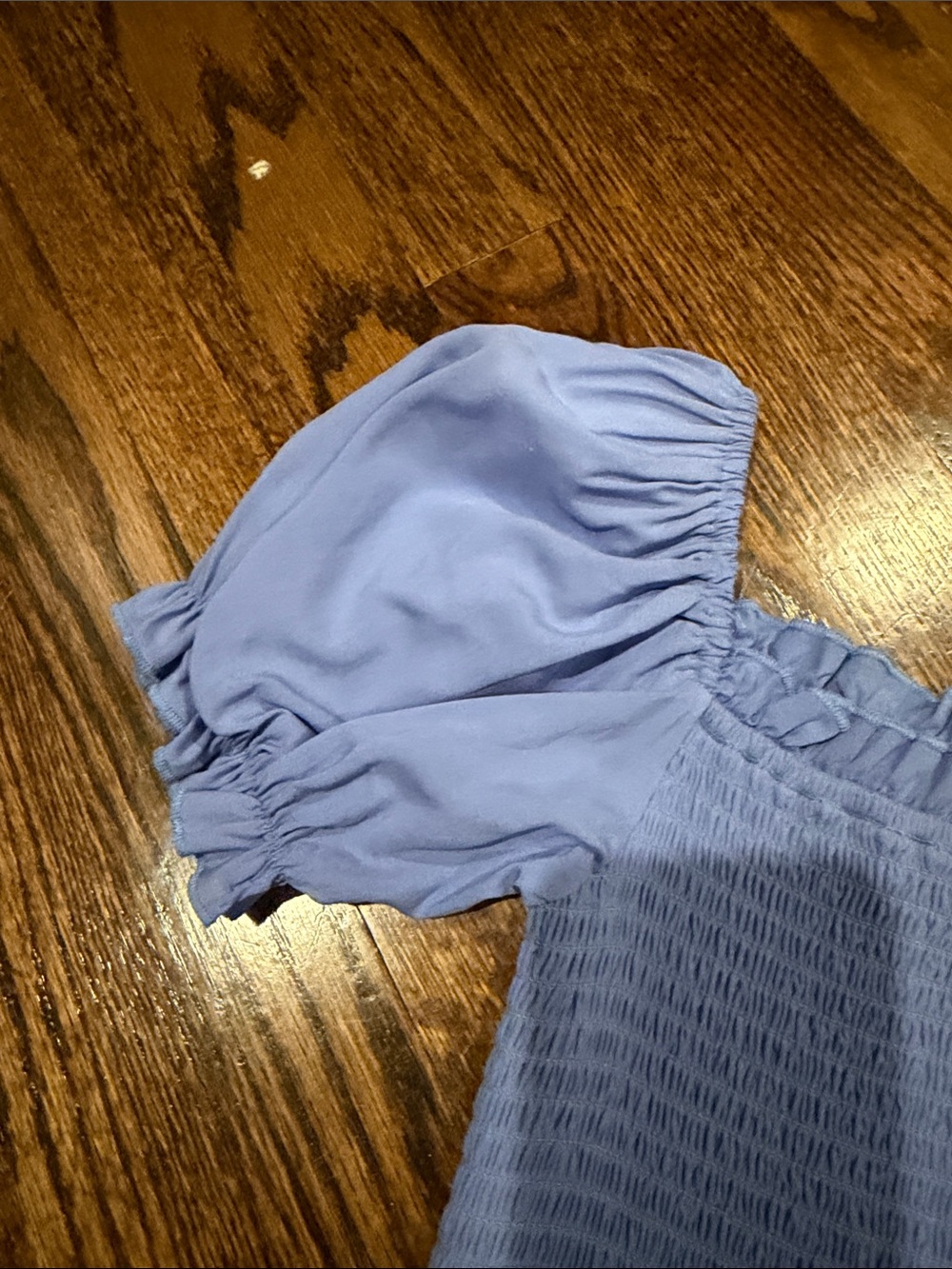 Katie J NYC Lavender Puff-Sleeve Smocked Tiered Dress - Picture 3 of 7